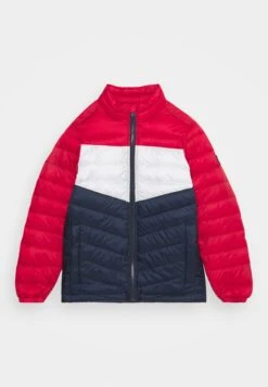 Jack & Jones Junior Jjehero Puffer Collar - Jas - Navy Blazer/White/Red