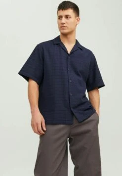 JACK&JONES Premium Kurzarm Strukturiertes Freizeit - Overhemd - Night Sky