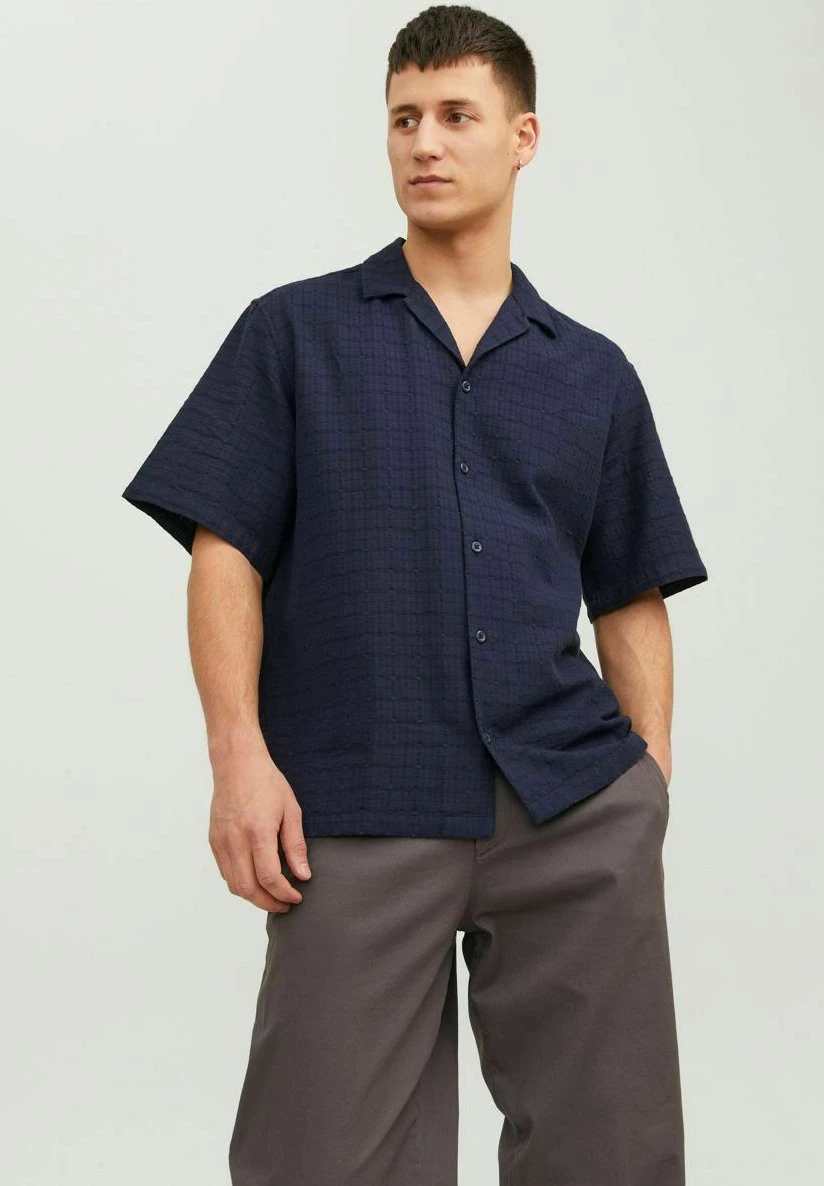 JACK&JONES Premium Kurzarm Strukturiertes Freizeit - Overhemd - Night Sky 1 JACK&JONES Premium Kurzarm Strukturiertes Freizeit - Overhemd - Night Sky