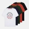 Jack & Jones Junior Jjmikk Tee Crew Neck 5 Pack - T-Shirt Print - White/Mountain View/Black/Navy Blazer/Cinnabar