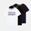 Jack & Jones Junior Jjmiles Tee Crew Neck 3 Pack - T-Shirt Print - White/Navy/Black