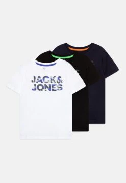 Jack & Jones Junior Jjmiles Tee Crew Neck 3 Pack - T-Shirt Print - White/Navy/Black