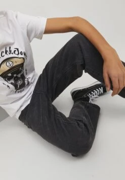 Jack & Jones Junior Jjichris Jnr - Straight Leg Jeans - Black Denim -Jack & Jones 1e29a350646b42569981179e987d5d46