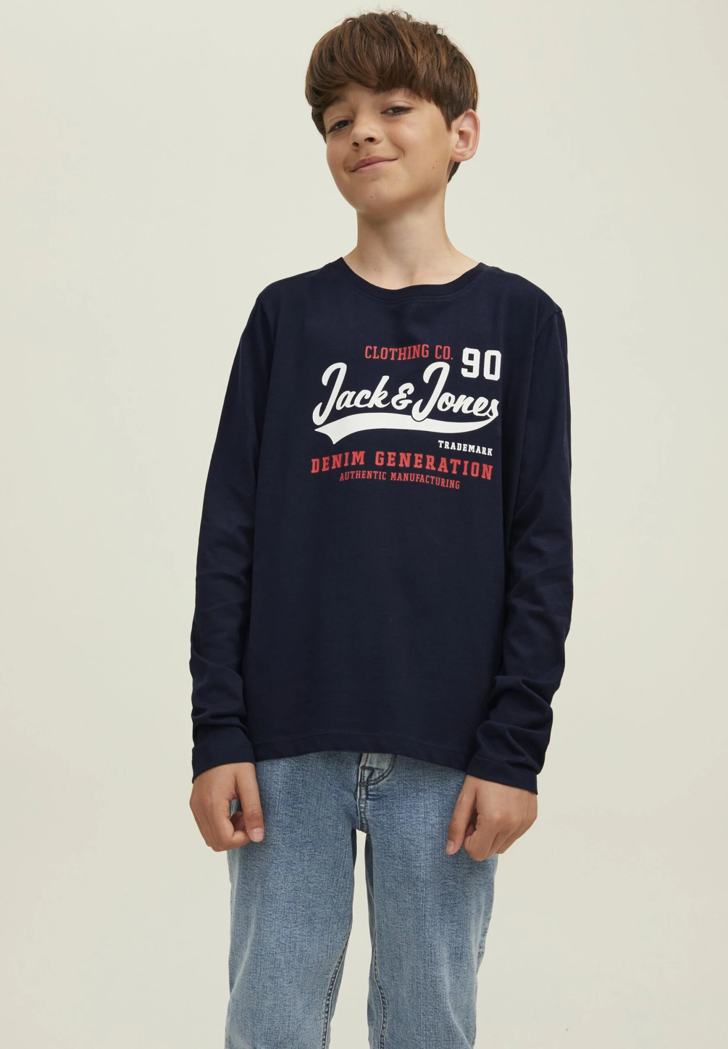 Jack & Jones Junior Jjelogo Tee O-Neck Jnr - Longsleeve - Navy Blazer/Truered/White 2 Jack & Jones Junior Jjelogo Tee O-Neck Jnr - Longsleeve - Navy Blazer/Truered/White - Afbeelding 2
