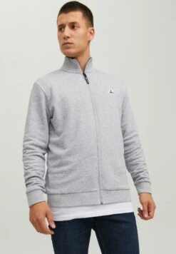 Jack & Jones Jcologan Zip High Neck Ss23 Sn - Sweater Met Rits - Light Grey Melange