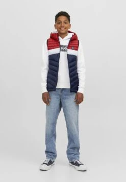 Jack & Jones Junior Jjehero Bodywarmer Hood- Bodywarmer - Navy Blazer/Blocking