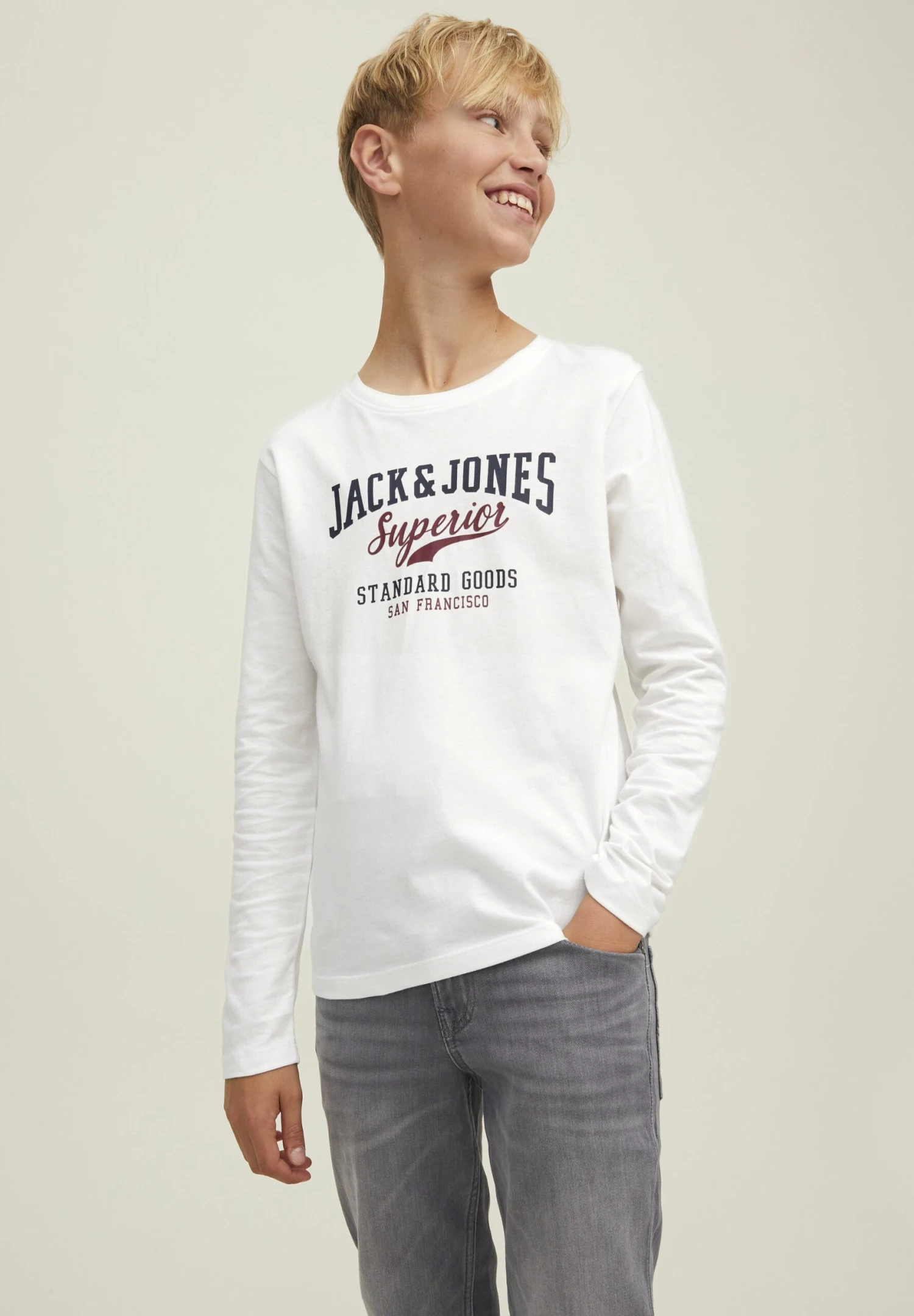 Jack & Jones Junior Jjelogo Tee O-Neck Jnr - Longsleeve - Cloud Dancer 2 Jack & Jones Junior Jjelogo Tee O-Neck Jnr - Longsleeve - Cloud Dancer - Afbeelding 2