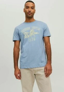 JACK&JONES Premium Crew Neck - T-Shirt Print - Faded Denim