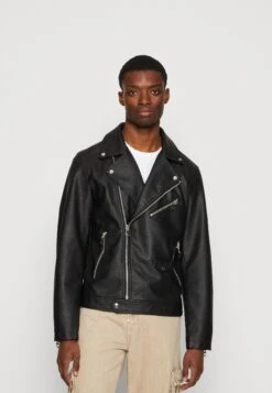 Jack & Jones Jorflores Biker Jacket Unisex - Imitatieleren Jas - Black