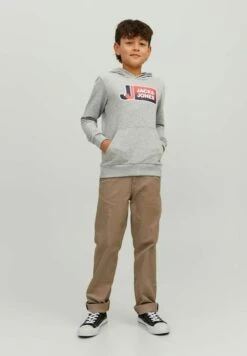 Jack & Jones Junior Jcologan Ss Sn Jnr - Hoodie - Light Grey Melange