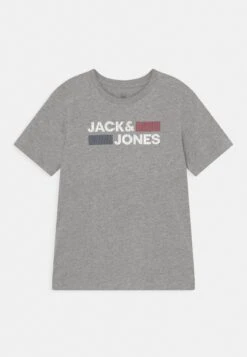 Jack & Jones Junior Logo Ss O-Neck Noos- T-Shirt Print - Light Grey Melange
