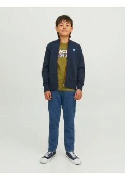 Jack & Jones Junior High Neck - Sweater Met Rits - Navy Blazer