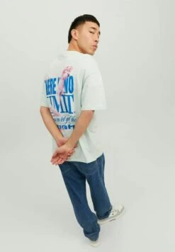 Jack & Jones Crew Neck - T-Shirt Print - Pale Blue