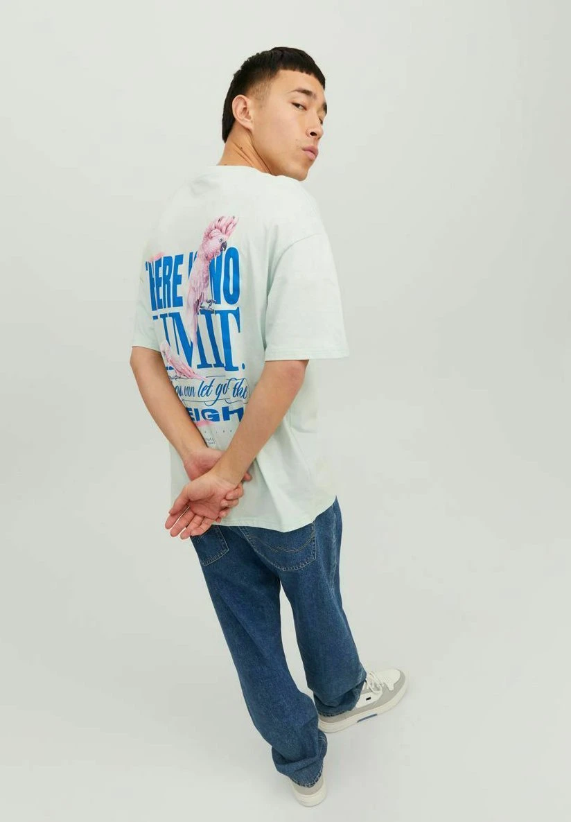 Jack & Jones Crew Neck - T-Shirt Print - Pale Blue 1 Jack & Jones Crew Neck - T-Shirt Print - Pale Blue
