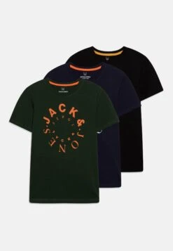 Jack & Jones Junior Jjwarrior Ss Crew Neck 3Pk Mp Jnr - T-Shirt Print - Black/Navy/Mountain View