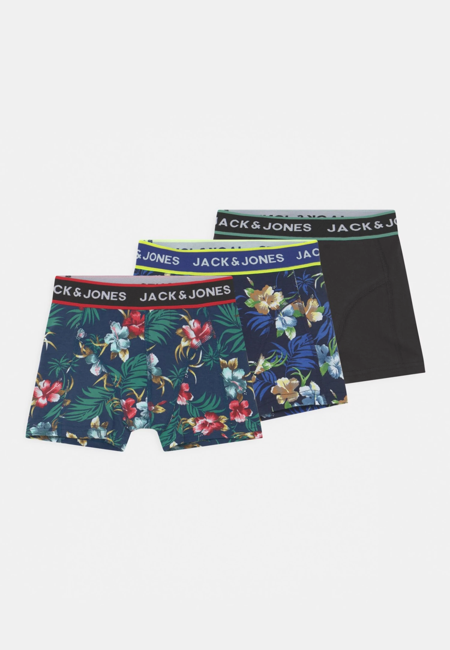 Jack & Jones Junior Flower Trunks Jr 3 Pack - Onderbroeken - Black/Barbadoes Cherry/Maritime Blue 1 Jack & Jones Junior Flower Trunks Jr 3 Pack - Onderbroeken - Black/Barbadoes Cherry/Maritime Blue
