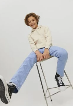 Jack & Jones Junior Jjiclark Jjoriginal- Straight Leg Jeans - Blue Denim -Jack & Jones 899af2ddb27b4b7b896cc6c17fe8fb07