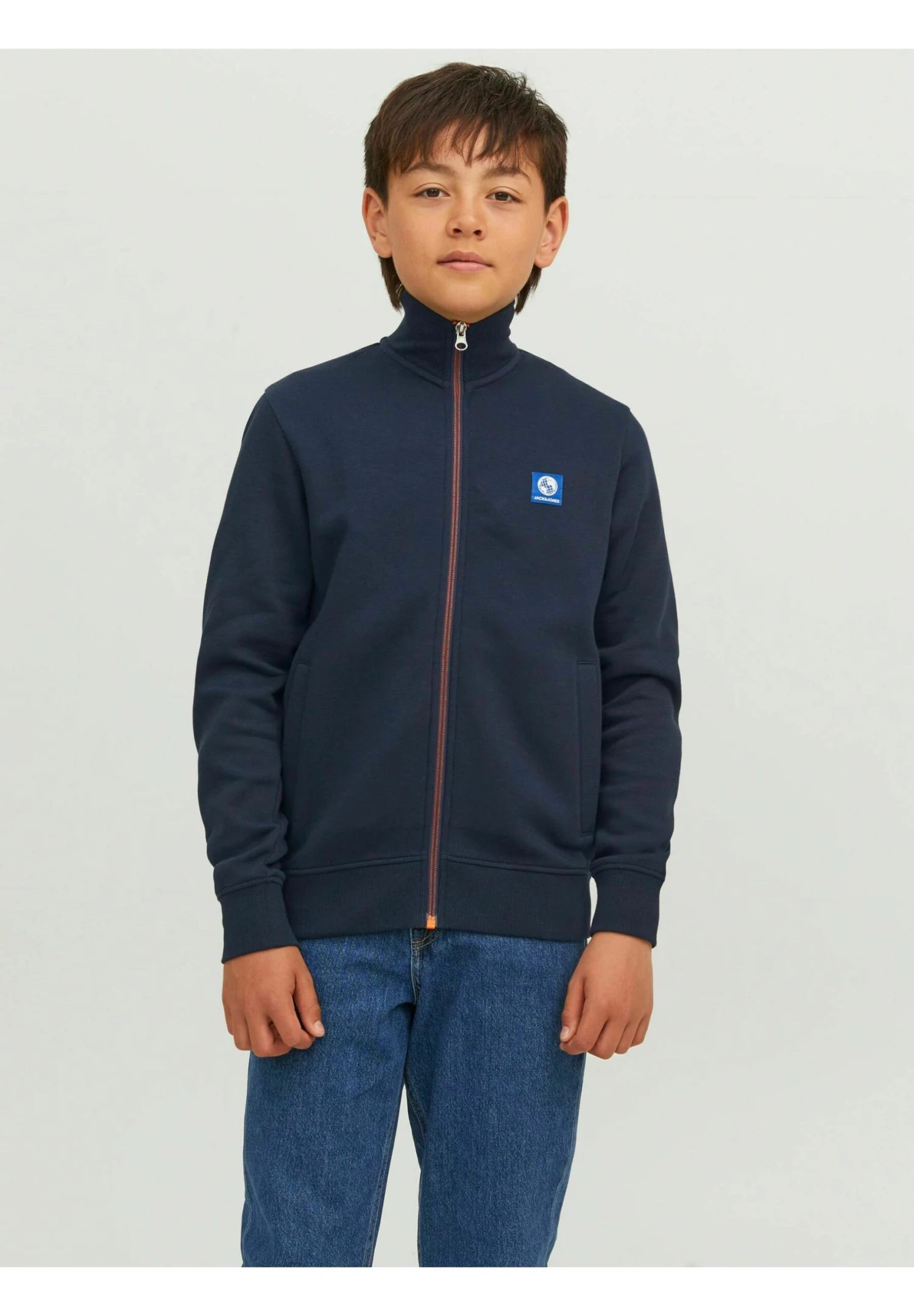 Jack & Jones Junior High Neck - Sweater Met Rits - Navy Blazer 2 Jack & Jones Junior High Neck - Sweater Met Rits - Navy Blazer - Afbeelding 2