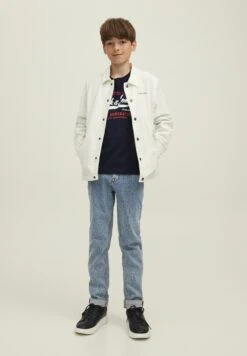 Jack & Jones Junior Jjelogo Tee O-Neck Jnr - Longsleeve - Navy Blazer/Truered/White