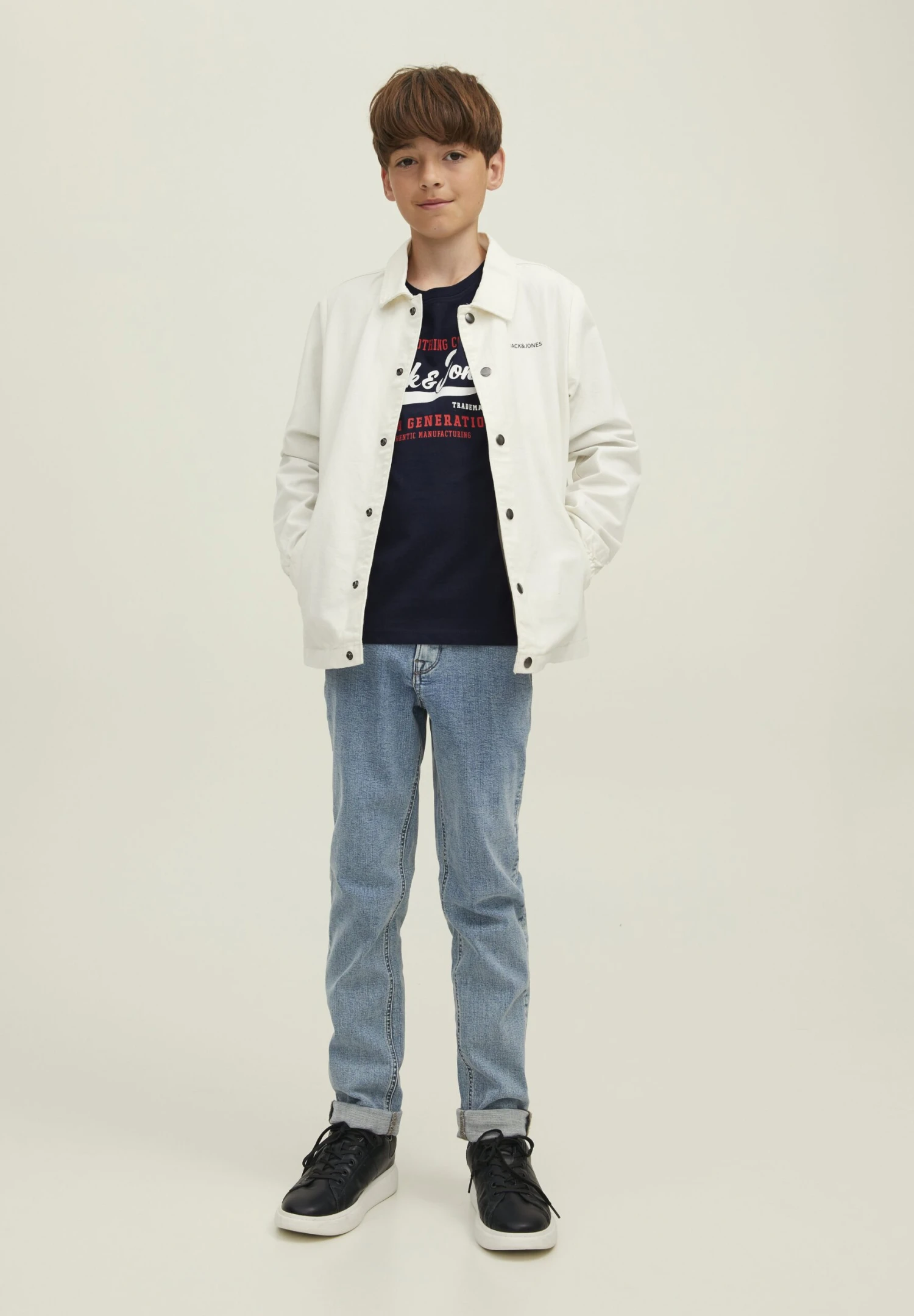 Jack & Jones Junior Jjelogo Tee O-Neck Jnr - Longsleeve - Navy Blazer/Truered/White 1 Jack & Jones Junior Jjelogo Tee O-Neck Jnr - Longsleeve - Navy Blazer/Truered/White