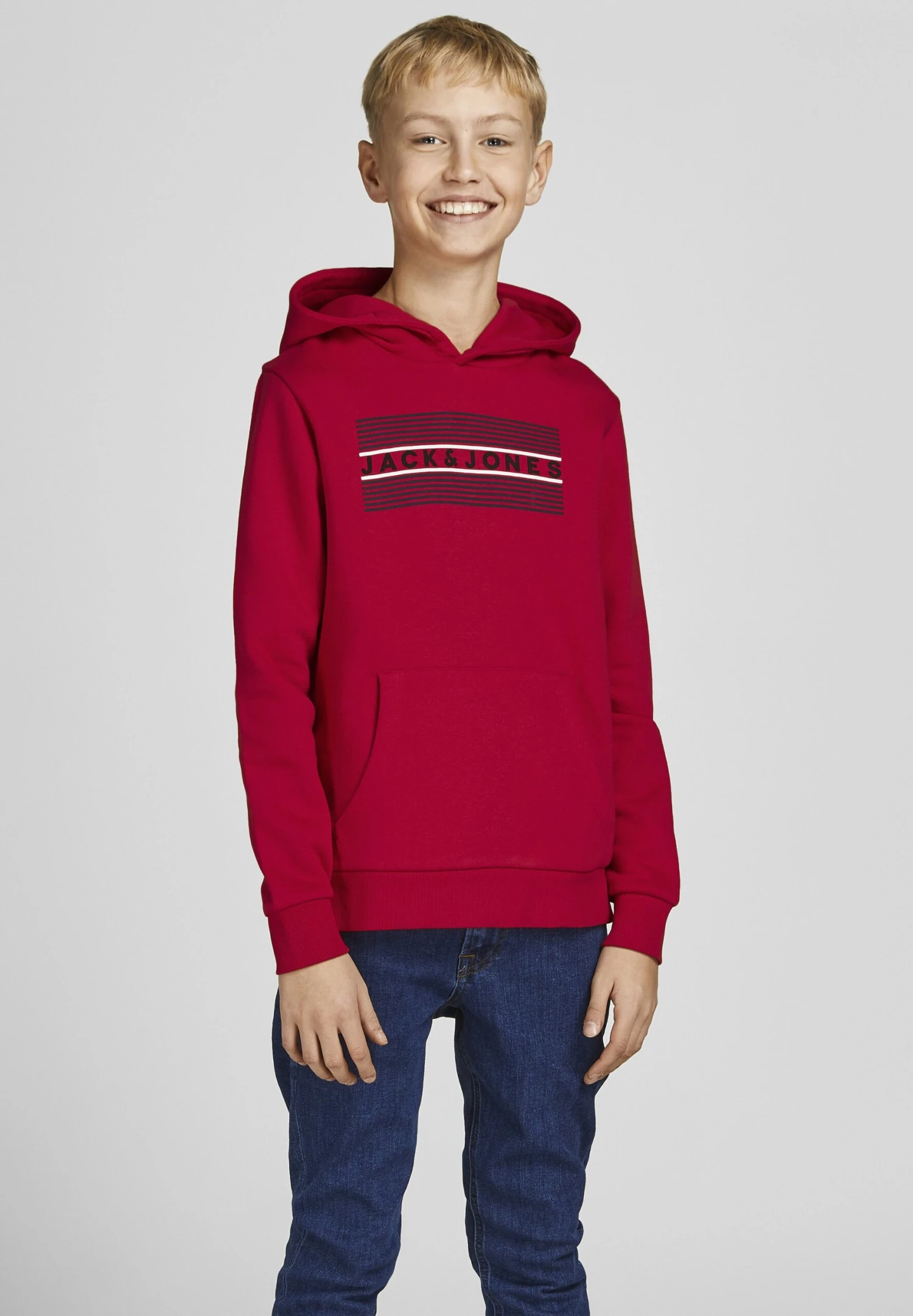 Jack & Jones Junior Jjecorp Logo- Hoodie - True Red 2 Jack & Jones Junior Jjecorp Logo- Hoodie - True Red - Afbeelding 2