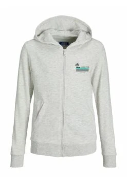 Jack & Jones Junior Sweater Met Rits - White Melange