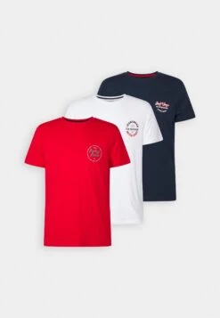 Jack & Jones Jjandy Tee Crew Neck 3 Pack - T-Shirt Print - White/Navy/Red -Jack & Jones b8de0bc7ff514c078fe8a45f700b59b5