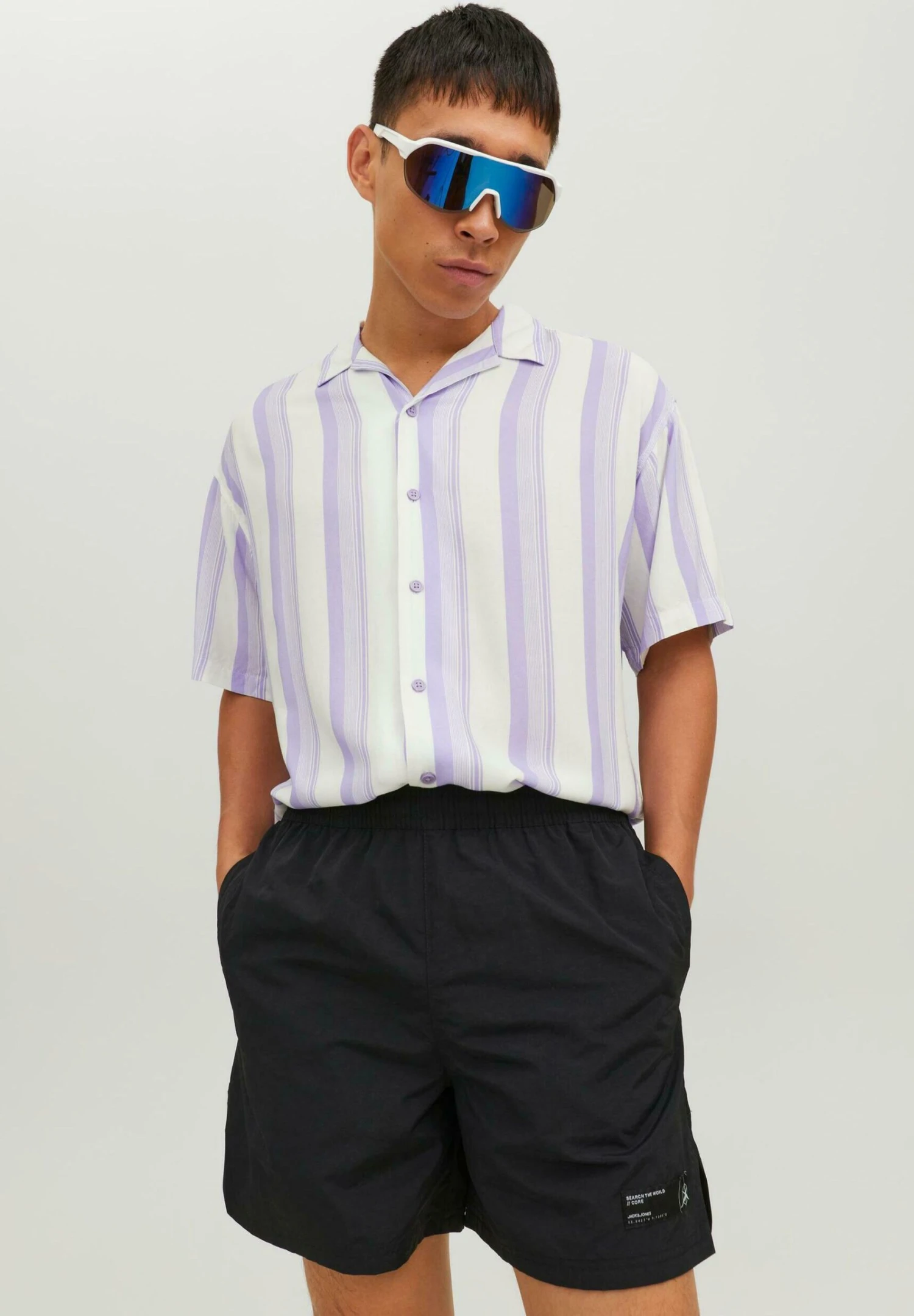 Jack & Jones Jcochain Reggie Stripe Resort- Overhemd - Lavender 1 Jack & Jones Jcochain Reggie Stripe Resort- Overhemd - Lavender