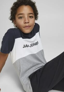 Jack & Jones Junior Jjelogo Blocking Tee - T-Shirt Print - Navy Blazer -Jack & Jones c2595a14315d47759870bcc1380c3167