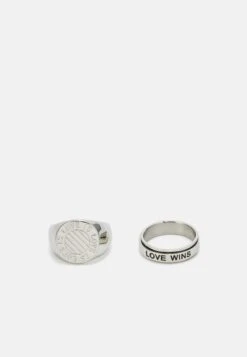Jack & Jones Jaclove Is Love Unisex 2 Pack - Ring - Silver-Coloured Birch