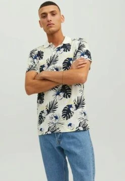 Jack & Jones Kurzärmeliges All-Over-Print - Poloshirt - Cloud Dancer