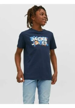 Jack & Jones Junior Dust Ss Tee Crew Neck Sn Jnr - T-Shirt Print - Navy Blazer