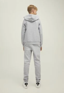 Jack & Jones Junior Jjelogo - Sweater Met Rits - Light Grey Melange/Print Nb/Rhododendron -Jack & Jones de9f0bee4bfc48b59c301ab237296fa0