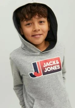 Jack & Jones Junior Jcologan Ss Sn Jnr - Hoodie - Light Grey Melange -Jack & Jones e75bfefd81744d05adec220f57e822ec