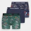 Jack & Jones Jaccaptain Skull Trunks 3 Pack - Onderbroeken - Trekking Green/Navy Blazer/Navy Blazer