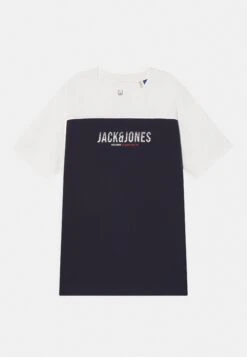 Jack & Jones Junior Edan Blocking O-Neck - T-Shirt Print - Navy Blaze/Cloud Dancer
