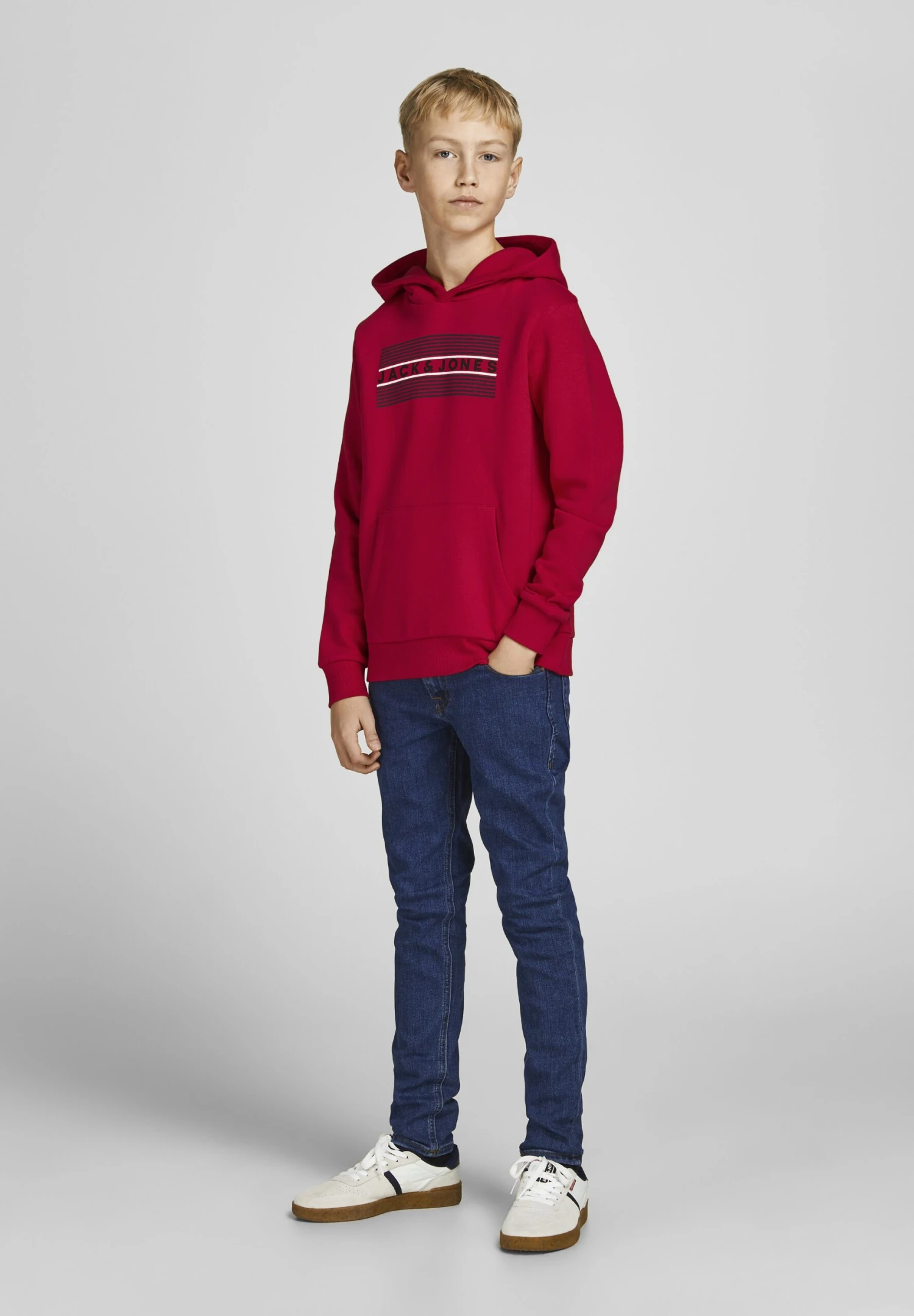 Jack & Jones Junior Jjecorp Logo- Hoodie - True Red 1 Jack & Jones Junior Jjecorp Logo- Hoodie - True Red