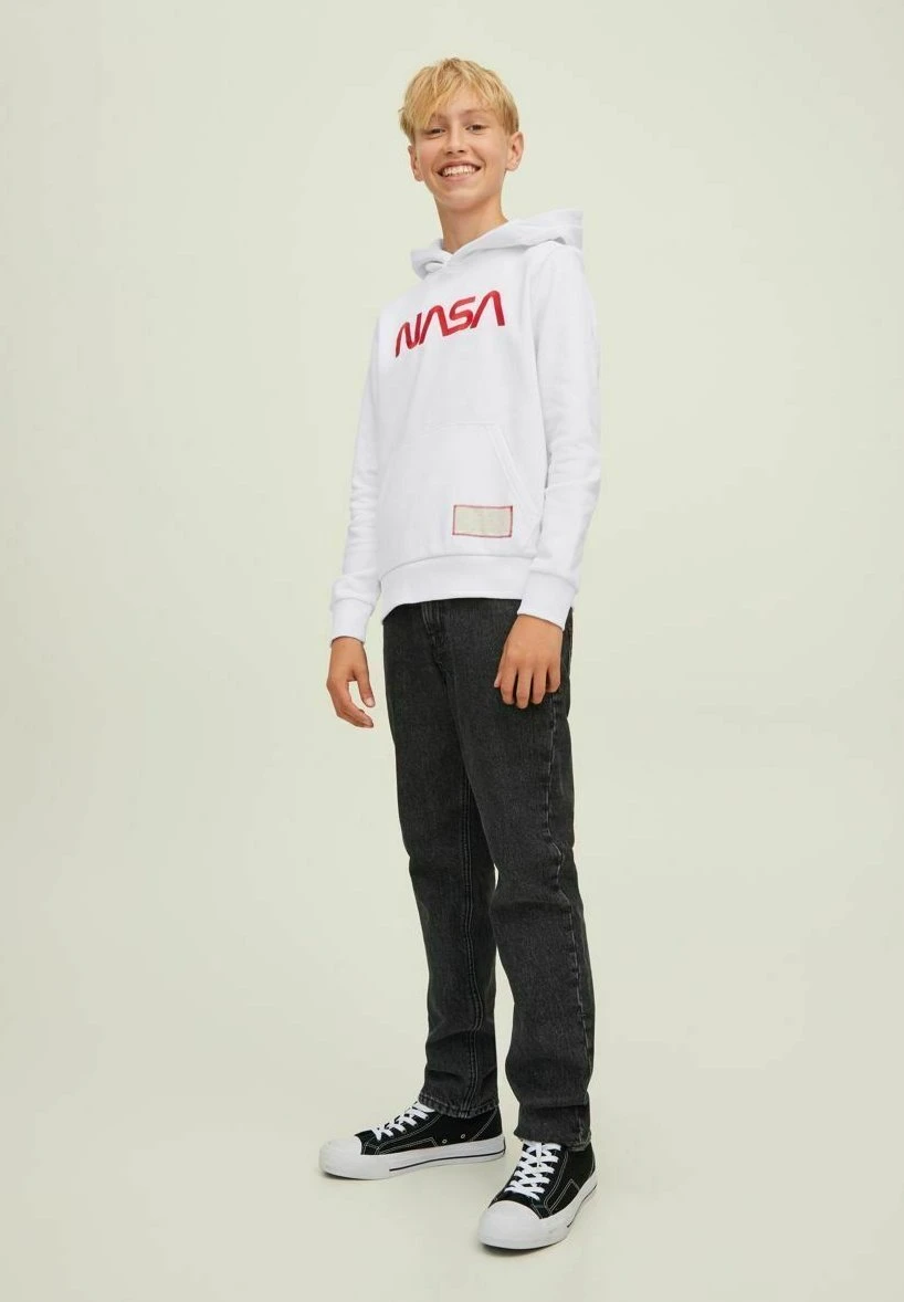 Jack & Jones Junior Jconasa Logo- Hoodie - White 1 Jack & Jones Junior Jconasa Logo- Hoodie - White