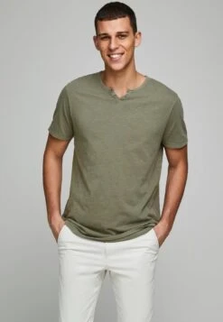 Jack & Jones Jjesplit NeckSs Noos - T-Shirt Basic - Dusky Green