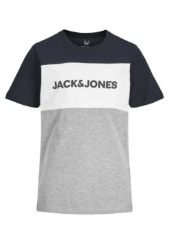 Jack & Jones Junior Jjelogo Blocking Tee - T-Shirt Print - Navy Blazer -Jack & Jones fb51900ff93c411e8ffdf680ae13cd30